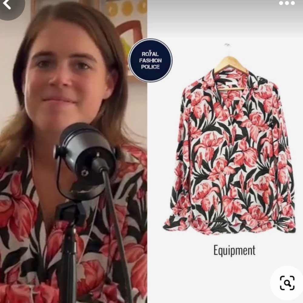 Equipment Adalyn Silk Floral Blouse in Amethyst Fog Cranberry Small